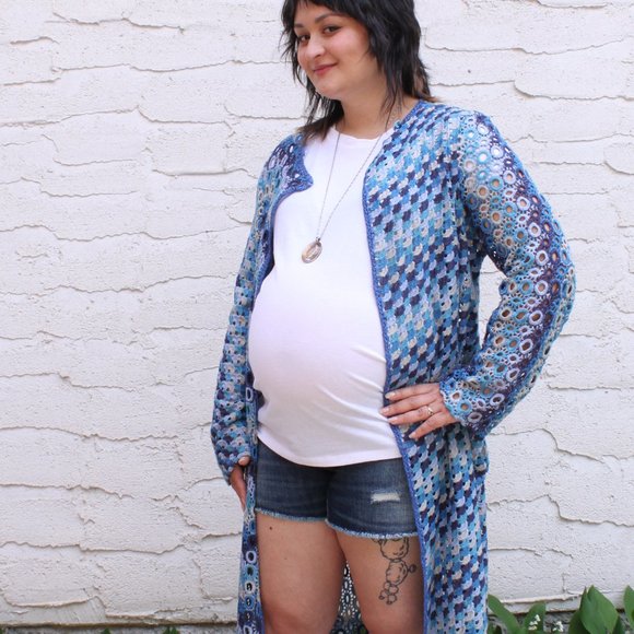 1960s Vintage Handmade Crochet Duster O/S - Picture 2 of 5